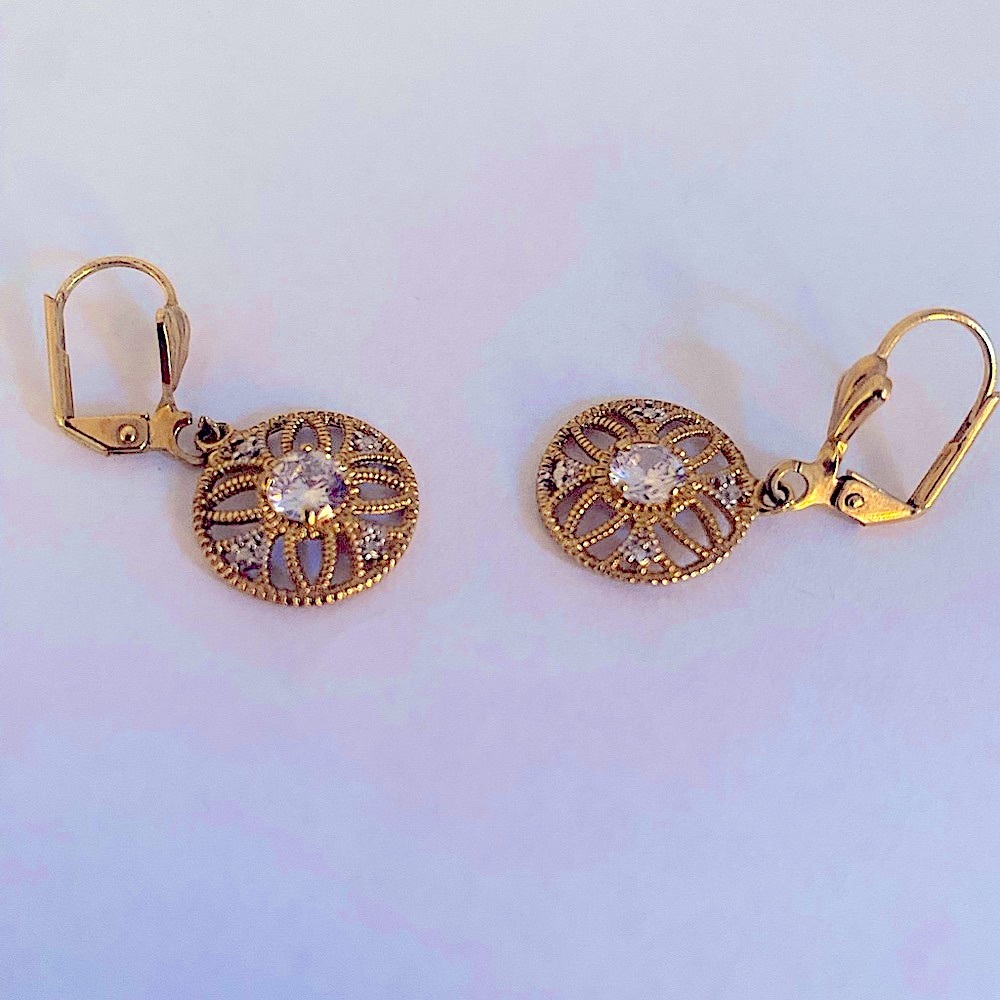 Gold filled Textured Earrings with Lever-Back Closure